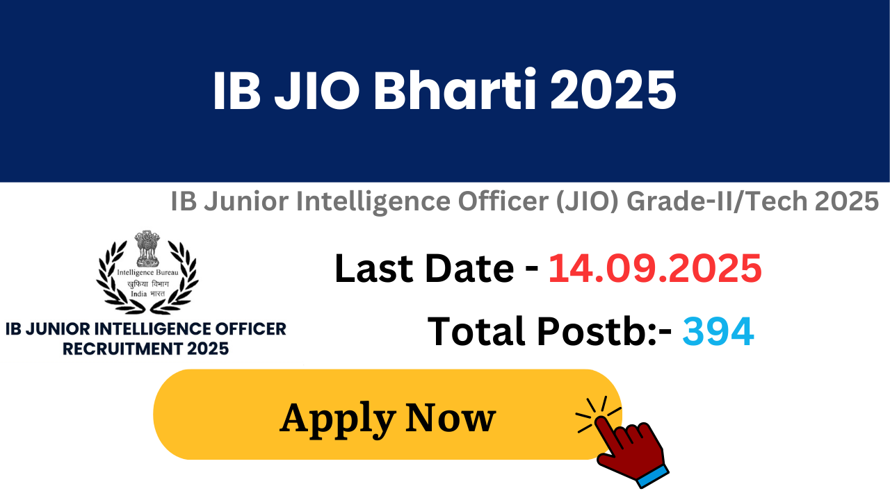 IB Junior Intelligence Officer JIO Recruitment 2025