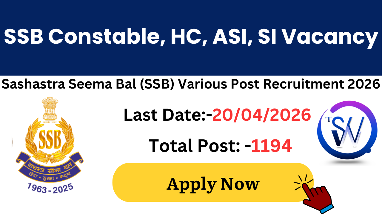 SSB Constable, HC, ASI, SI Recruitment 2026